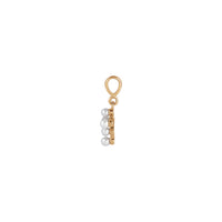Viljelty White Seed Pearl Cross -riipus (Rose 14K) puoli - Popular Jewelry - New York