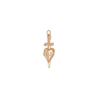Tőr és égő szív medál (14K rózsa) átlós - Popular Jewelry - New York