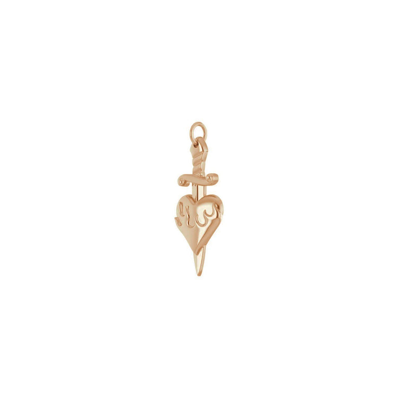 Dagger and Burning Heart Pendant (Rose 14K) diagonal - Popular Jewelry - New York