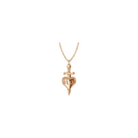 Dagger and Burning Heart Pendant (Rose 14K) pratinjau - Popular Jewelry - New York
