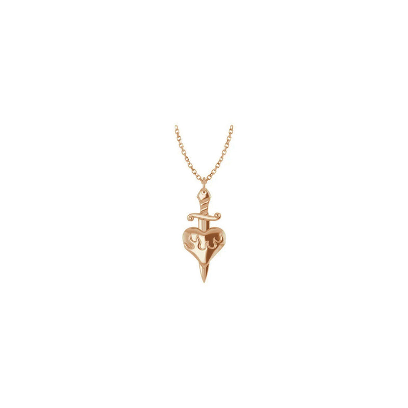 Dagger and Burning Heart Pendant (Rose 14K) preview - Popular Jewelry - New York