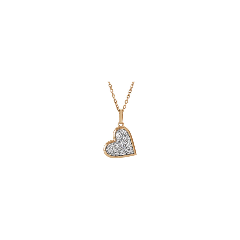 Diagonal Natural Diamond Heart Necklace (Rose 14K) front - Popular Jewelry - New York