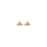 Diamond Moth Insect Stud Earrings (Rose 14K) front - Popular Jewelry - New York