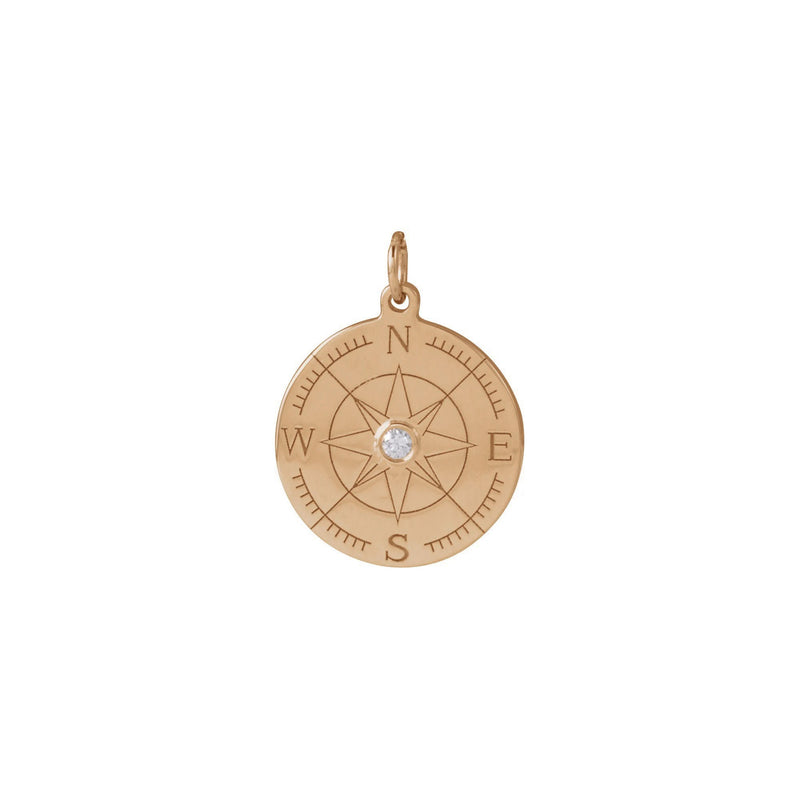Diamond Voyager Compass Pendant (Rose 14K) front - Popular Jewelry - New York