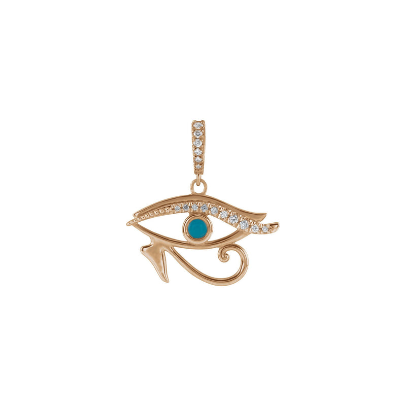 Diamond and Turquoise Eye of Horus Pendant (Rose 14K) front - Popular Jewelry - New York