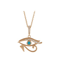 Diamond and Turquoise Eye of Horus Pendant (Rose 14K) preview - Popular Jewelry - New York