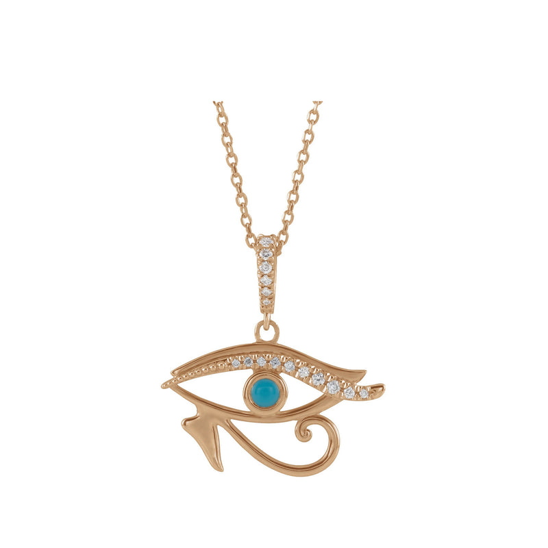 Diamond and Turquoise Eye of Horus Pendant (Rose 14K) preview - Popular Jewelry - New York