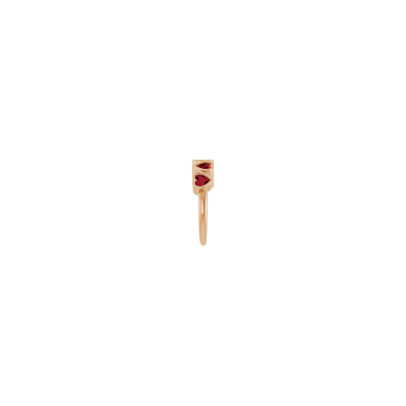 Five Heart Mozambique Garnet Ring (Rose 14K) side - Popular Jewelry - New York