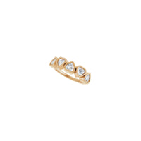 Дијагонала на прстен со пет бели срца (роза 14K) - Popular Jewelry - Њујорк