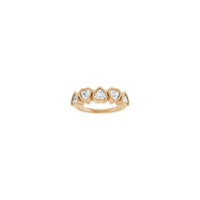 Lima ka White Hearts Ring (Rose 14K) atubangan - Popular Jewelry - New York