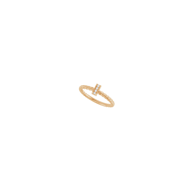 Four Diamonds Rectangle Rope Ring (Rose 14K) diagonal - Popular Jewelry - New York