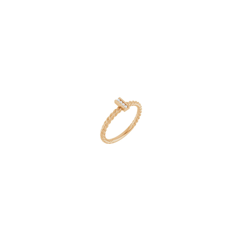 Four Diamonds Rectangle Rope Ring (Rose 14K) main - Popular Jewelry - New York