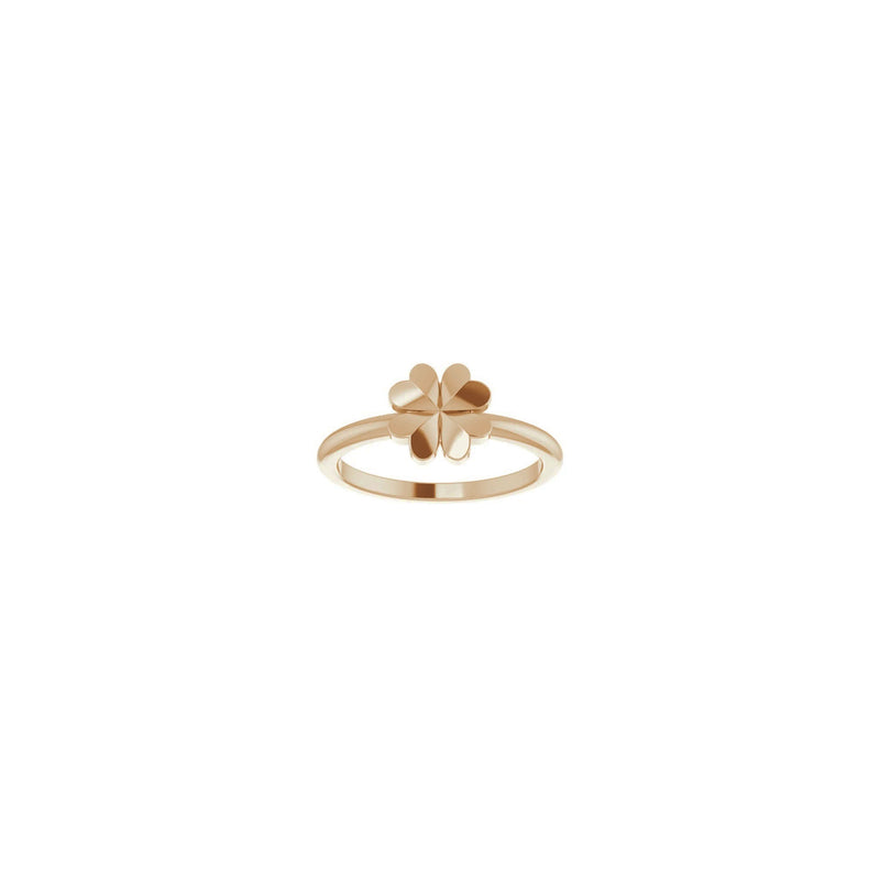Four-Leaf Clover Stackable Ring (Rose 14K) front - Popular Jewelry - New York