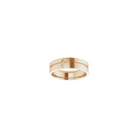 Grooved Sideways Cross Ring (Rose 14K) front - Popular Jewelry - New York
