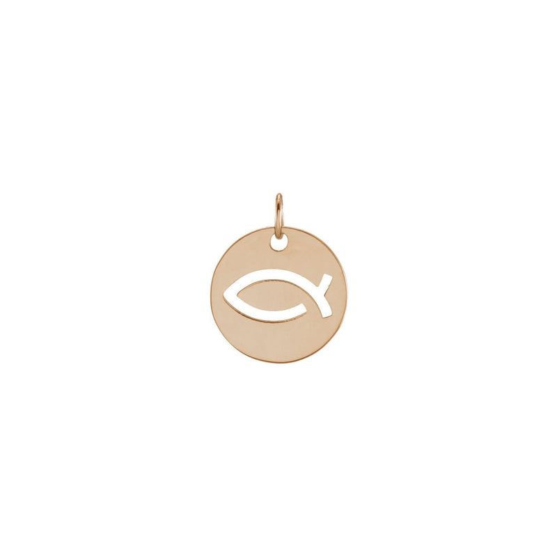 Ichthus Religious Fish Symbol Pendant (Rose 14K) front - Popular Jewelry - New York