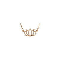 Lotus Flower Outline Necklace (Rose 14K) front - Popular Jewelry - New York