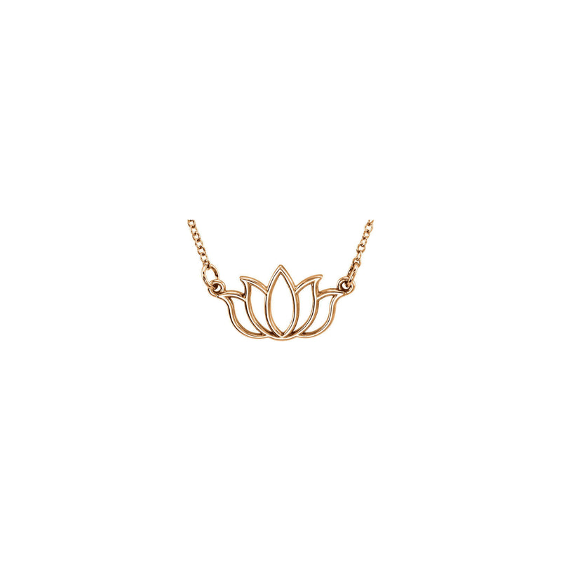 Lotus Flower Outline Necklace (Rose 14K) front - Popular Jewelry - New York