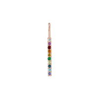 Multi-Gemstone Rainbow Bar Pendant (Rose 14K) front - Popular Jewelry - New York