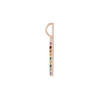 Multi-Gemstone Rainbow Bar Pendant (Rose 14K) side - Popular Jewelry - New York