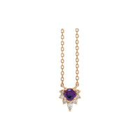 Ogrlica od prirodnog ametista i dijamanta (ruža 14K) prednja strana - Popular Jewelry - New York