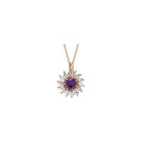 Prírodný ametystový a markízový diamantový halo náhrdelník (Rose 14K) vpredu - Popular Jewelry - New York