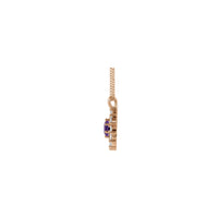 Natural Amethyst and Marquise Diamond Halo Necklace (Rose 14K) side - Popular Jewelry - Eabhraig Nuadh