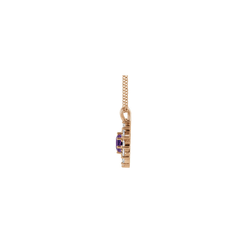 Natural Amethyst and Marquise Diamond Halo Necklace (Rose 14K) side - Popular Jewelry - New York