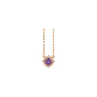Natural Amethyst and Natural Diamond Accent Halo Necklace (Rose 14K) front - Popular Jewelry - New York