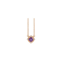 Natural Amethyst and Natural Diamond Accent Halo Necklace (Rose 14K) front - Popular Jewelry - Niu Yoki