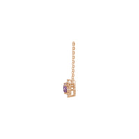 Ѓердан од природен аметист и природен дијамантски акцент со ореол (роза 14K) - Popular Jewelry - Њујорк