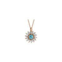 Ѓердан од природен син циркон и маркизен дијамантски ореол (роза 14K) преден дел - Popular Jewelry - Њујорк
