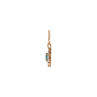 Ѓердан од природен син циркон и маркизен дијамантски ореол (роза 14K) - Popular Jewelry - Њујорк