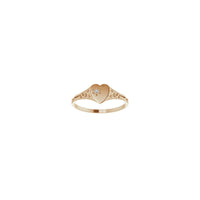 Natural Diamond Dotted Heart Signet Ring (Rose 14K) front - Popular Jewelry - New York