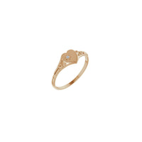 Natural Diamond Dotted Heart Signet Ring (Rose 14K) main - Popular Jewelry - Efrog Newydd