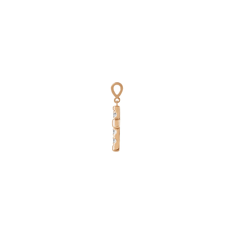 Natural Diamond French-Set Cross Pendant (Rose 14K) side - Popular Jewelry - New York