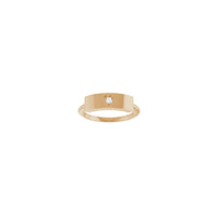 Natural Diamond Heart Engravable Bar Ring (Rose 14K) front - Popular Jewelry - New York