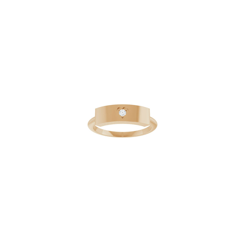 Natural Diamond Heart Engravable Bar Ring (Rose 14K) front - Popular Jewelry - New York