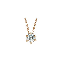 Natural Diamond Solitaire Claw Prong Necklace (Rose 14K) front - Popular Jewelry - New York