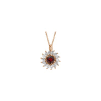 Natural Mozambique Garnet and Marquise Diamond Halo Necklace (Rose 14K) front - Popular Jewelry - New York