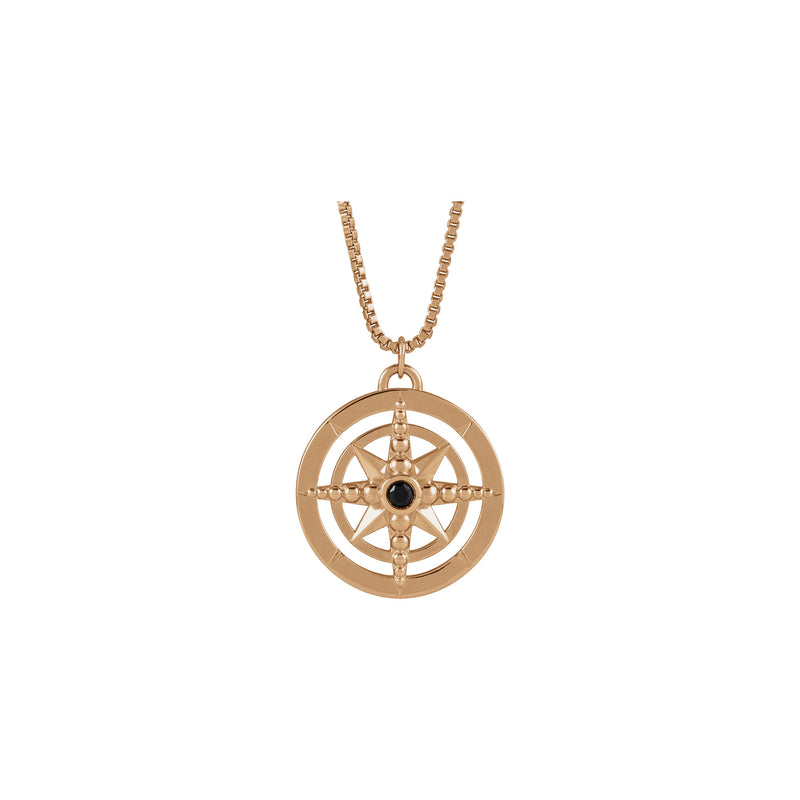 14K Yellow Gold Compass Rose Pendant with a Diamond Accent.