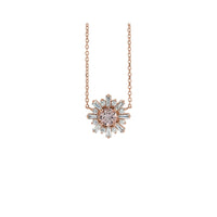 Natural Pink Morganite and Diamond Starburst Necklace (Rose 14K) front - Popular Jewelry - New York