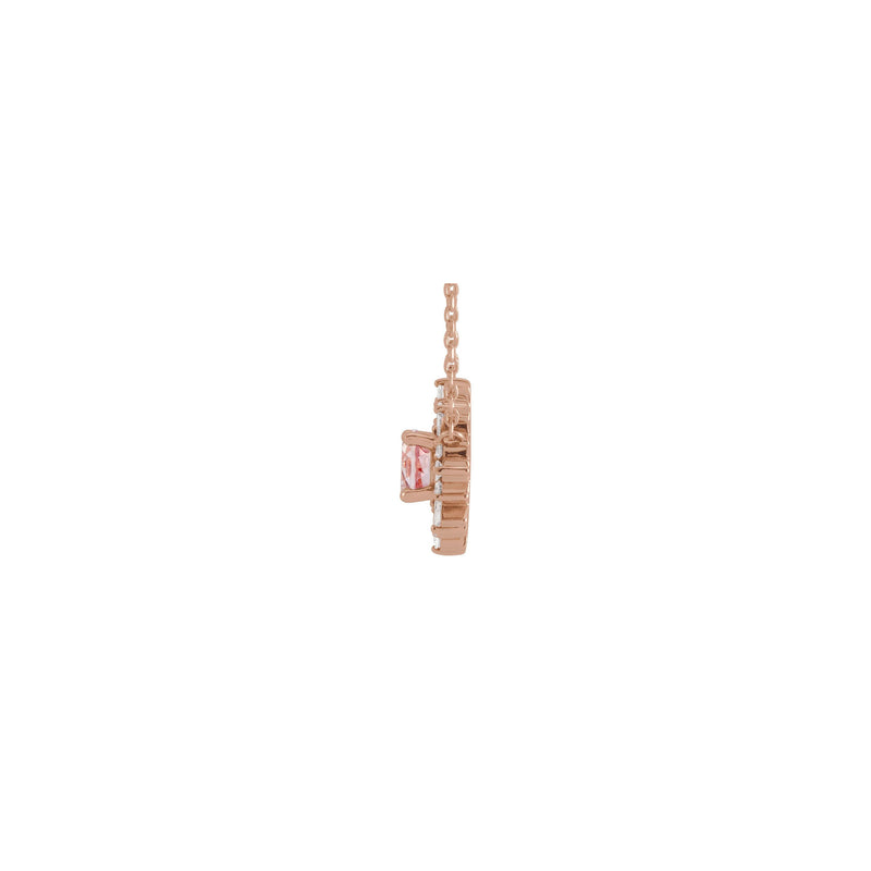 Natural Pink Morganite and Diamond Starburst Necklace (Rose 14K) side - Popular Jewelry - New York