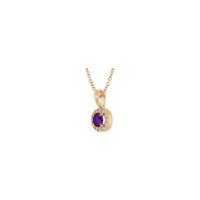 Natural Round Amethyst and Diamond Halo Necklace (Rose 14K) diagonal - Popular Jewelry - Newyork