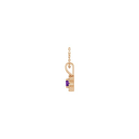 Natural Round Amethyst and Diamond Halo Necklace (Rose 14K) side - Popular Jewelry - Niu Yoki
