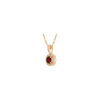 Natural Round Mozambique Garnet and Diamond Halo Necklace (Rose 14K) diagonal - Popular Jewelry - New York