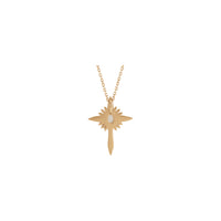 Natural nga White Opal ug Diamond Nativity Cross Necklace (Rose 14K) likod - Popular Jewelry - New York