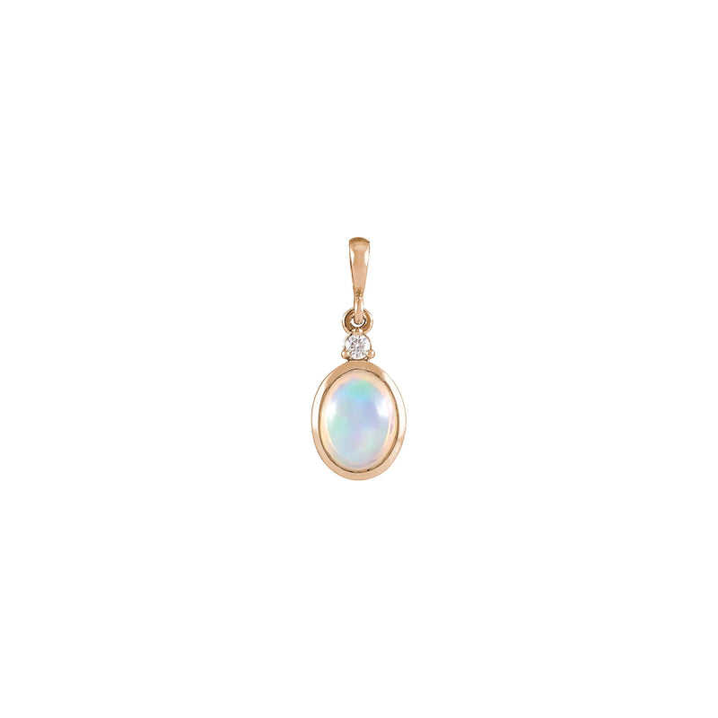Oval Ethiopian Opal and Diamond Oval Pendant (Rose 14K) front - Popular Jewelry - New York
