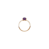Round Natural Amethyst Cabochon Ring (Rose 14K) setting - Popular Jewelry - New York