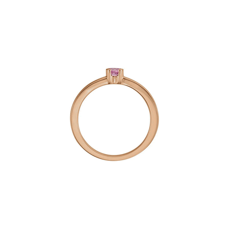 Round Natural Pink Tourmaline Stackable Ring (Rose 14K) side - Popular Jewelry - New York