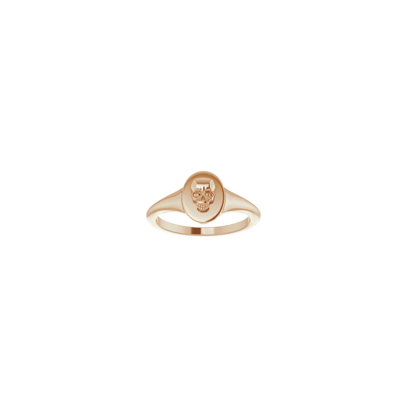 Skull Signet Ring (Rose 14K) front - Popular Jewelry - New York
